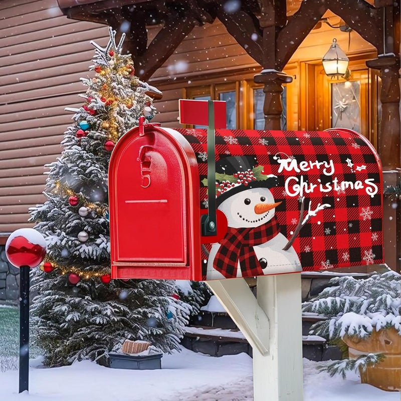 MOUNTCLIM Merry Christmas Mailbox Cover Magnetic Standard 21" x 18", Snowman Winter Mailbox Wrap Post Letter Box Decor for Home Outdoor Garden Holiday - Image 5